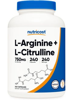 Nutricost Nutricost L-Arginine L-Citrulline Complex 750mg, 240 Capsules - Non-GMO  - Image 1