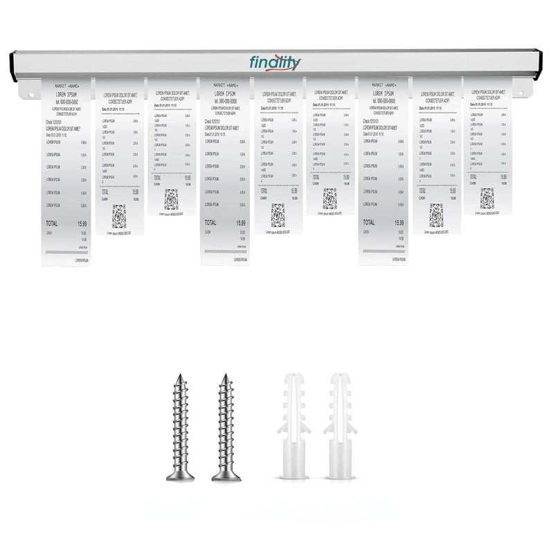 FINALITY Restaurant Order Slip Holder, Silver Kitchen Slide Check Rack Orders Slip Ticket Holder Tab Aluminium Display Rail for Restaurant Cafes Pubs Bars Silver (Aluminium, 12 Inch) - Image 2
