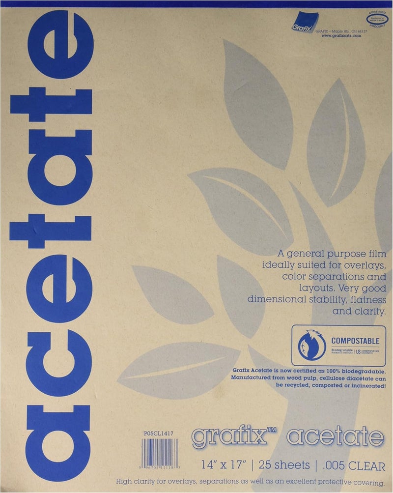 14 x 17 Inches Biodegradable Clear Acetate 25 Sheets - 5CL1417