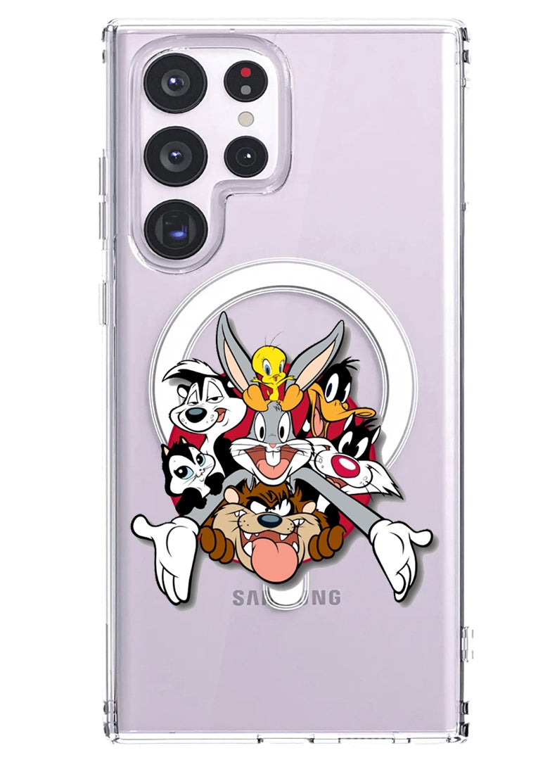 Theodor Magnetic Case for Samsung Galaxy S23 Ultra 6.8-inch Compatible with MagSafe Wireless Charging, Shockproof Phone Bumper Cover Looney Tunes - Image 1