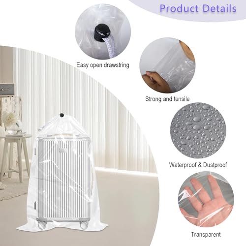 Klmnop 62 x 31 Inch Extra Large Clear Drawstring Plastic Bags, 3 Pack 4 Mil Dustproof Luggage Storage Bag for Suitcase, Multi-Purpose Storage Bags for Suitcase Garage,Blanket, Toys Organizer(Clear) - Image 3