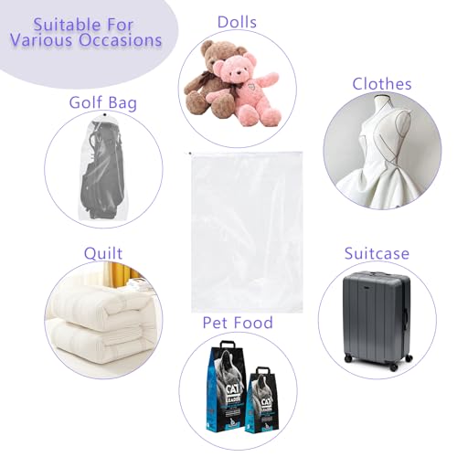 Klmnop 62 x 31 Inch Extra Large Clear Drawstring Plastic Bags, 3 Pack 4 Mil Dustproof Luggage Storage Bag for Suitcase, Multi-Purpose Storage Bags for Suitcase Garage,Blanket, Toys Organizer(Clear) - Image 5
