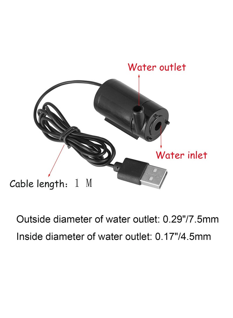 SYOSI 3Pcs DC 3 5V USB Micro Submersible Mini Water Pump for Aquariums Fish Tank Pond Fountain Hydroponics Garden Fountain Waterfall Black - Image 2