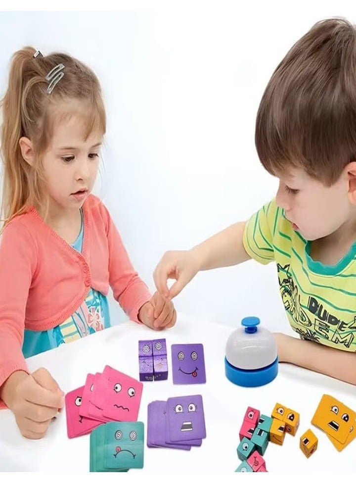 Wooden Block Toy, Face Changing Block, Emoji Block Toy, 3D Face Changing Magic Cube, Colorful Magic Cube Building Block Toy with Bell - Image 4