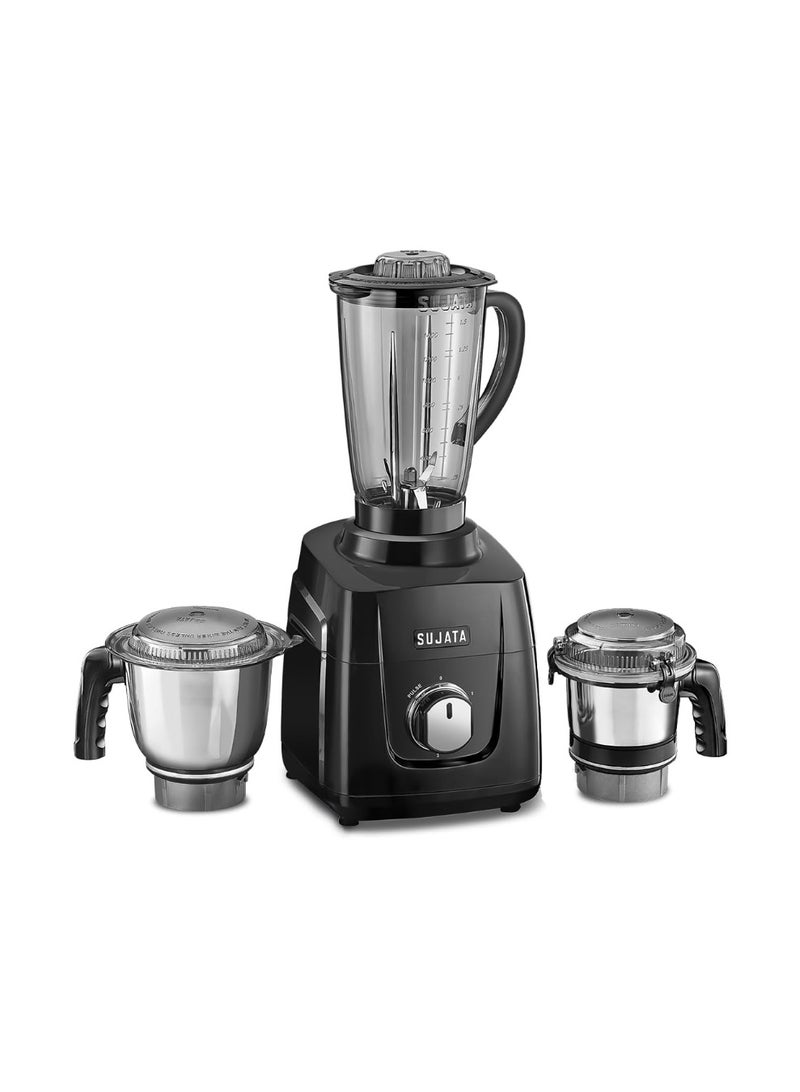 Sujata MG01 Mixer Grinder 1000Watts | Double Ball Bearing Motor|24000 RPM| Non-Stop 90 Mins Running|3 Jars including 1750ml Blender, 1000ml Grinder, 500ml Chutney Jar| (Black) - Image 1