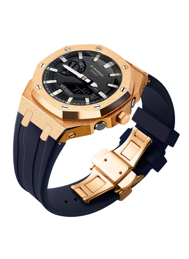 Generic Frosted Gold GA2100 Case Casio G-Shock Oak AP Mod Starry Band BezelFrost gold rose shell blue tape Frost gold rose shell blue tape 