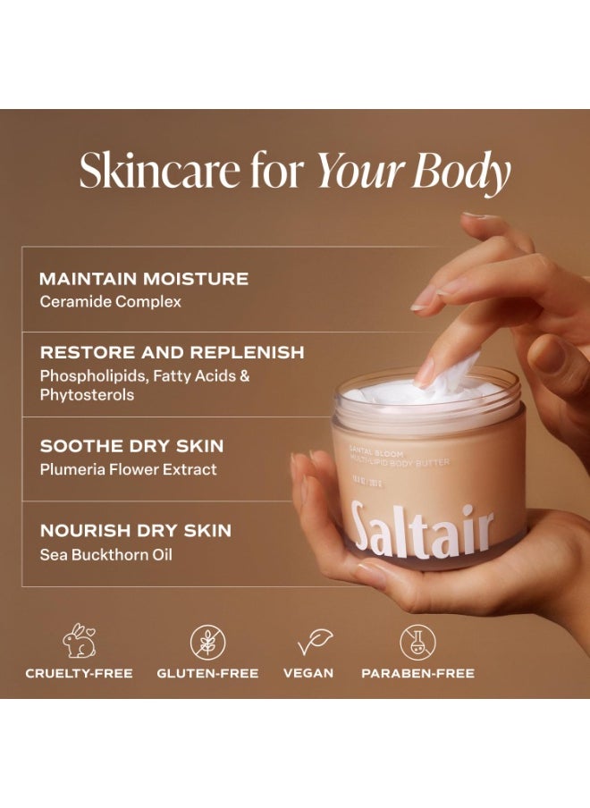 Saltair Saltair Multi-Lipid Body Butter - Rich, Nourishing Santal Bloom Hydrating Body Cream with Ceramide Complex, Coconut Oil, Shea Butter, and Sea Buckthorn. Deep Moisturizing Dry Skin Care. 10oz Jar  - Image 2