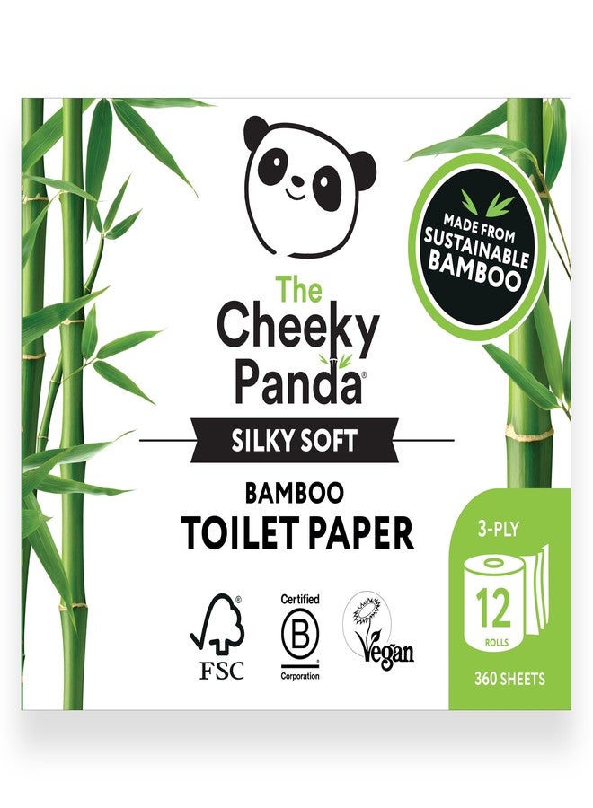 The Cheeky Panda ورق تواليت باندا شقي من الخيزران بكميات كبيرة | 12 لفة بحجم عائلة مع 360 ورقة ناعمة لكل منها (4320 ورقة) | ورق تواليت قوي للغاية 3 طبقات قابل للتحلل الحيوي - Image 1