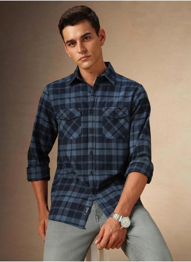 Dennis Lingo Plaid Flannel Long Sleeves Shirt by Styli  - Image 4