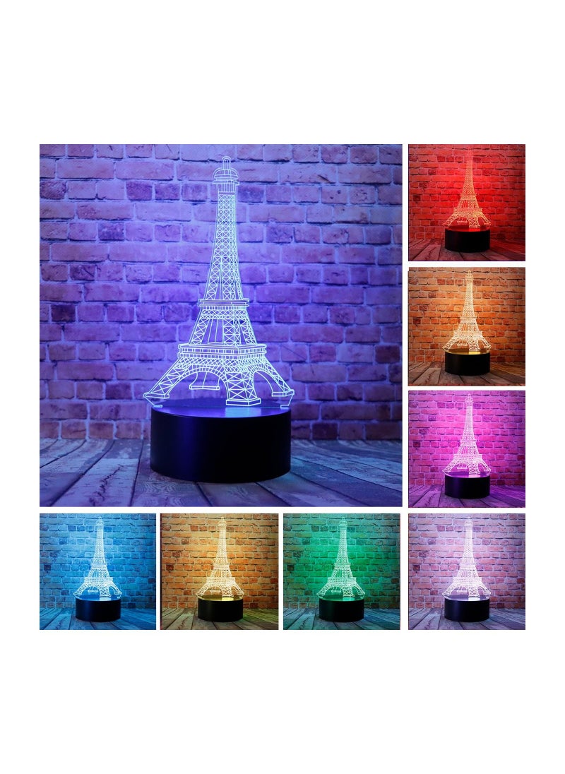 Generic - 3D Night Lamp Optical Novelty Illusion Led Light Home Decoration Visual RGB Gradient Table Lamps for Kids (Eiffel Tower) - Image 1