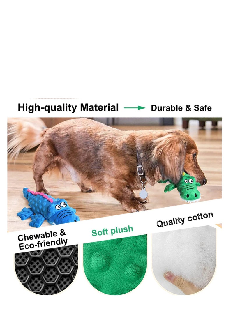 Excefore ألعاب كلاب تصدر صوت، 2 قطع ألعاب قماشية للكلاب، شكل تمساح لعبة قماشية لمضغ الجراء، ألعاب تصدر صوت للكلاب غير قابلة للتدمير مع ورق مقرمش، ألعاب مضغ متينة للكلاب (أزرق + بنفسجي) - Image 3