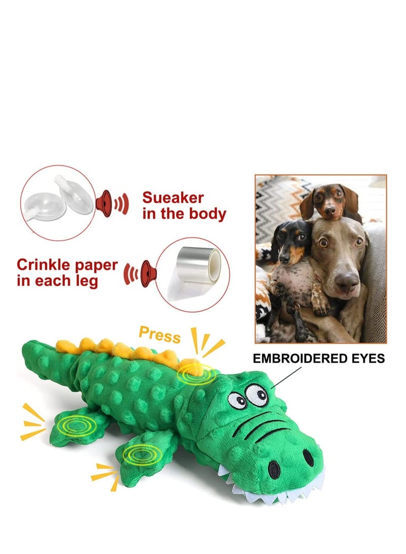 Excefore ألعاب كلاب تصدر صوت، 2 قطع ألعاب قماشية للكلاب، شكل تمساح لعبة قماشية لمضغ الجراء، ألعاب تصدر صوت للكلاب غير قابلة للتدمير مع ورق مقرمش، ألعاب مضغ متينة للكلاب (أزرق + بنفسجي) - Image 2