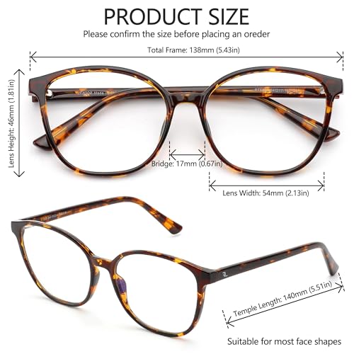 JFXQDR Women's Blue Light Blocking Glasses, TR90 Frame Computer Gaming Glasses Anti Eyestrain & UV Glare RF6208 (Coco Tortoise) - Image 4