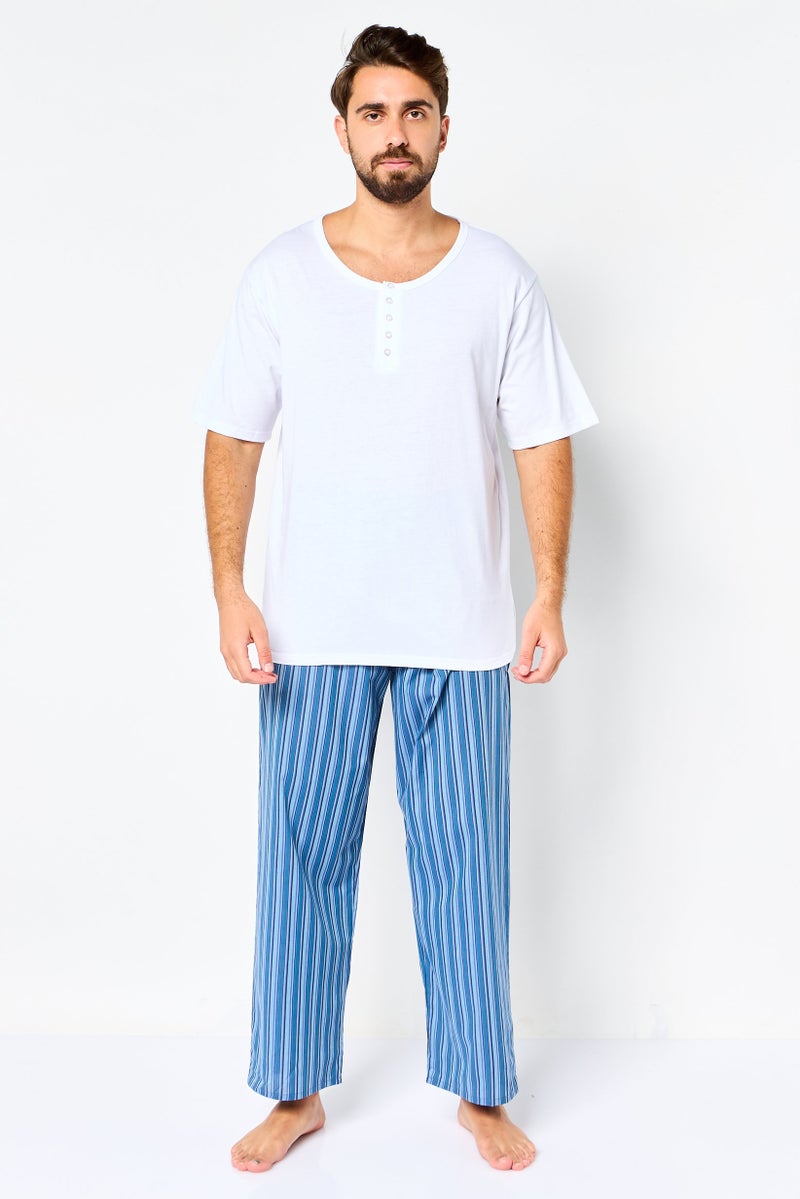 English Laundry Men 2 Pieces Stripe Top And Pants Pyjama Set, Multicolor - Image 1
