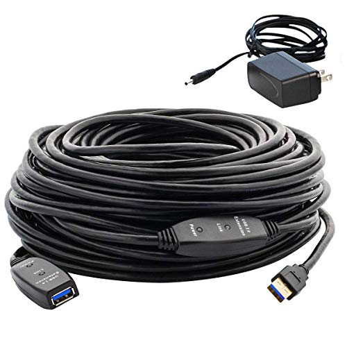 MutecPower 50 Feet Active USB Extension Cable 3.0 Male to Female with 2 Extension chipsets Signal Booster - Active Extension/Repeater Cord 15 Meters / 50 Feet (AC Power Supply Included) - Image 2