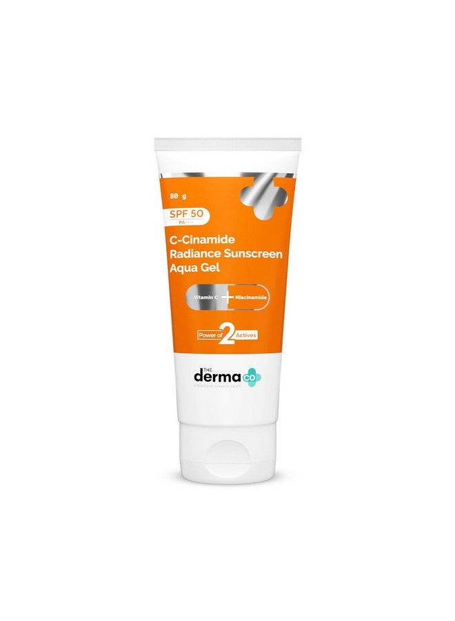 The Derma Co . C-Cinamide Sunscreen Aqua Gel Spf 50 Pa++++|Vitamin C & Niacinamide|No White Cast|Uva,Uvb Sun Protection|Blue Light Protection|Ultra Light Gel For All Glowing Skin- 80Gm,1 Count - Image 1