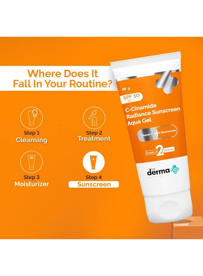 The Derma Co . C-Cinamide Sunscreen Aqua Gel Spf 50 Pa++++|Vitamin C & Niacinamide|No White Cast|Uva,Uvb Sun Protection|Blue Light Protection|Ultra Light Gel For All Glowing Skin- 80Gm,1 Count - Image 5