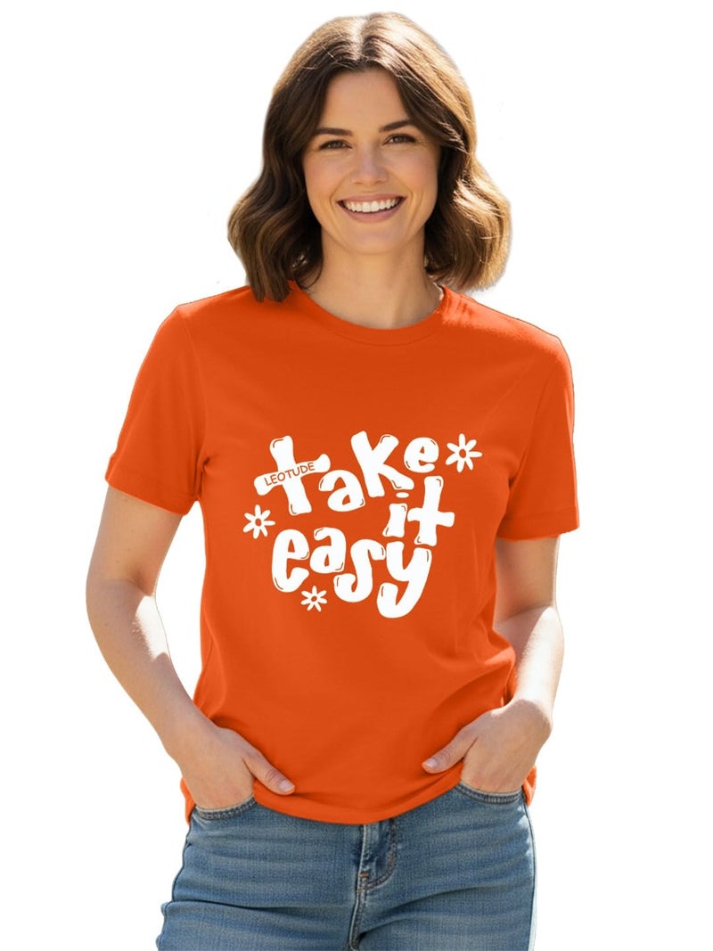 LEOTUDE Women Round Neck Half Sleeve Graphic Printed T-Shirt Combo Pack of 3 | Top for Girls & Women (G69 Mix_P_Orgn-mstd_S) - Image 3