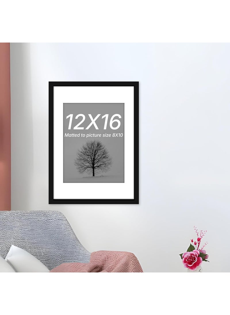 Art Street Art Street Synthetic Document Large Size Wall Photo Frame, Big Frames For Wall Artwork, Certificates, Picture & Photographs Home Decor(12x16 Inch, Matted To: 8x10 Inch, Black)  - Image 2