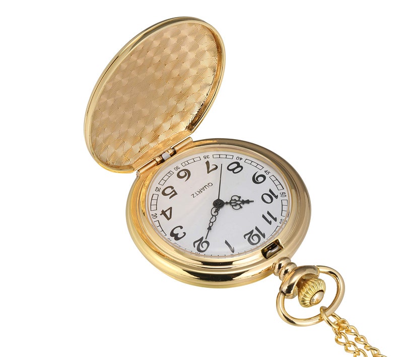 I-MART ساعة جيب عتيقة سلسة من I-MART مع سلسلة (ذهبي) - Image 2
