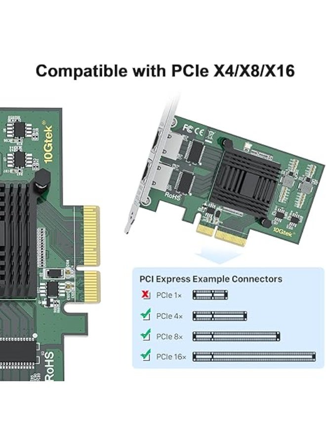 Dual Port Gigabit Ethernet PCIe Network Card with High Speed RJ45 Connectivity for Desktop Servers and Workstations - Image 3