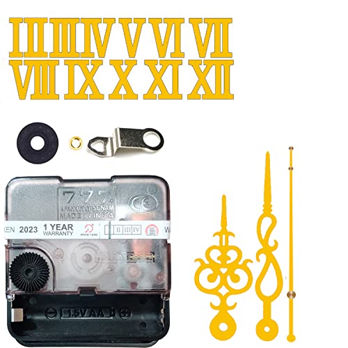 YONOTA 12 Pcs Arabic Mirrored Acrylic Numerals Movement Machine 22Mm For Wood Resin Marble Analog Clock Fancy Needles Pack 1 (Gold D2) - Image 1