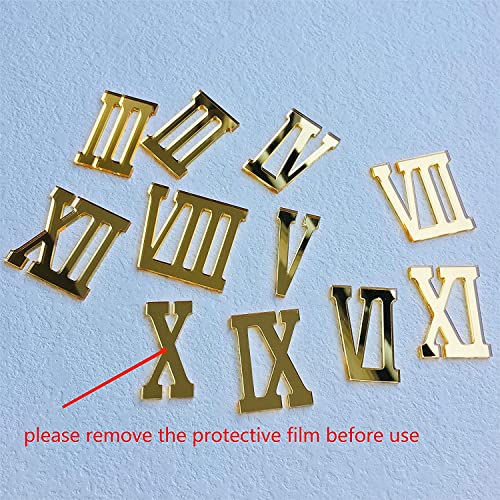 YONOTA 12 Pcs Arabic Mirrored Acrylic Numerals Movement Machine 22Mm For Wood Resin Marble Analog Clock Fancy Needles Pack 1 (Gold D2) - Image 3
