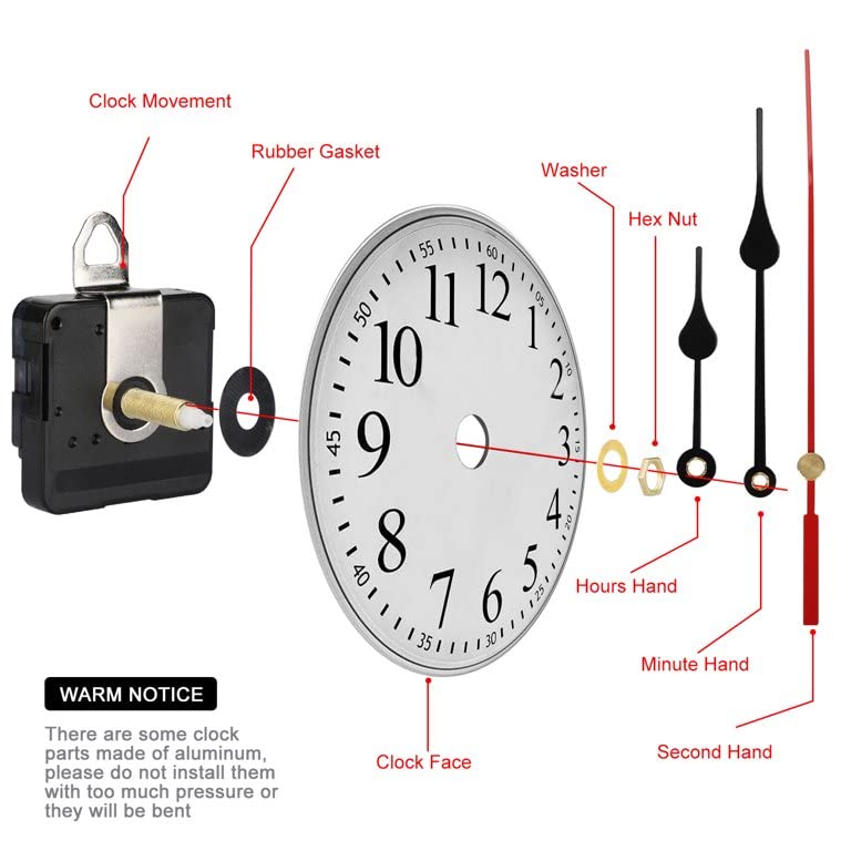 YONOTA 12 Pcs Arabic Mirrored Acrylic Numerals Movement Machine 22Mm For Wood Resin Marble Analog Clock Fancy Needles Pack 1 (Gold D2) - Image 4