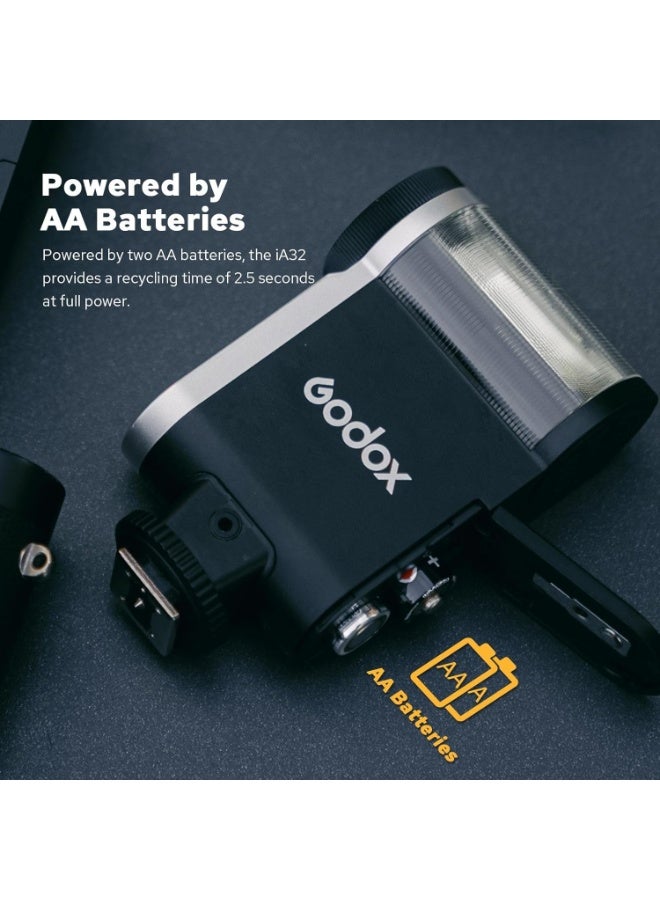 Godox iA32 Camera Flash, Angle Adjustable Flash, GN15 with 8 Levels Flash Power, CCT 6200K±200K Flash for Canon/Sony/Fujifilm/Nikon/Panasonic/Olympus, for Cameras with Single-Contact Hotshoe - Image 2