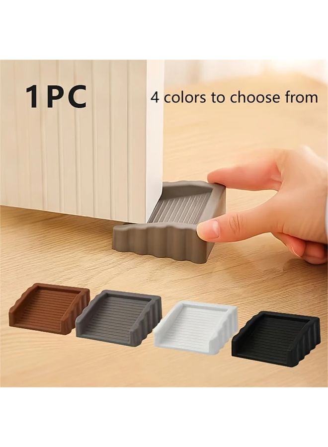 Grey Windproof Door Stopper Plastic Matte Safety Anti Collision Blocker - Image 2