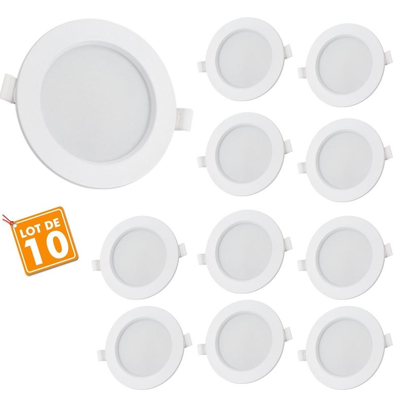 Ensemble de 10 projecteurs intégrés à panneau LED ultra-plat, 5W, luminosité régulière, 2.5 pouces, 5W, ouverture 7-8CM - Image 1