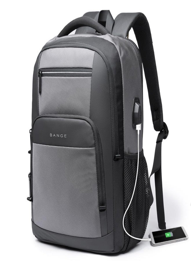 BANGE Travel Laptop Backpack with USB charge port can fit 15.6 Inch laptop for Men and Women, Grey, L, Daily - Image 1