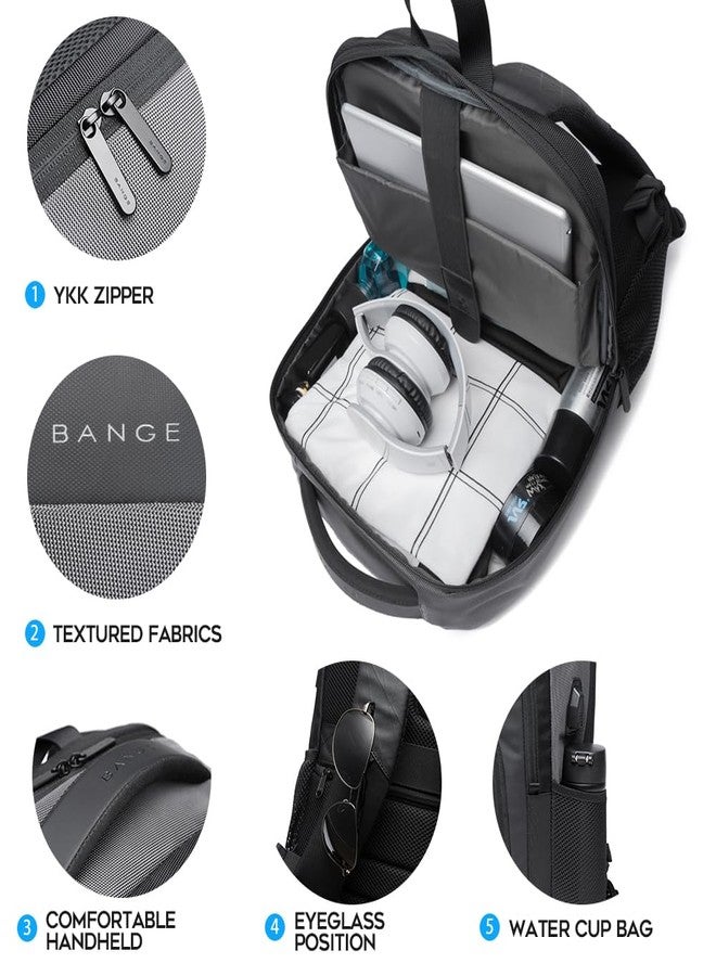 BANGE Travel Laptop Backpack with USB charge port can fit 15.6 Inch laptop for Men and Women, Grey, L, Daily - Image 3