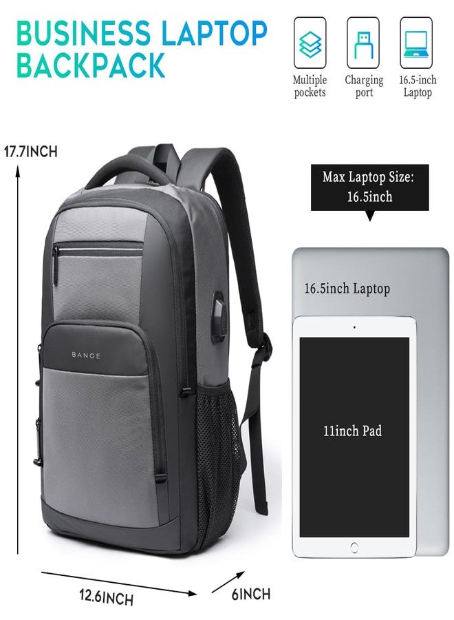 BANGE Travel Laptop Backpack with USB charge port can fit 15.6 Inch laptop for Men and Women, Grey, L, Daily - Image 4