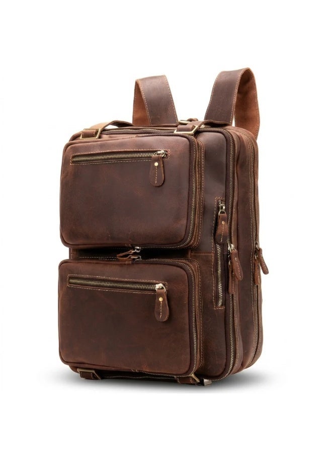 Goolink GL52612 Luxury 3-in-1 Full Grain Leather Laptop Bag - Men's Convertible Backpack Messenger Briefcase - Image 4
