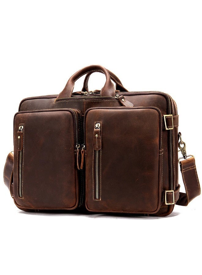 Goolink GL52612 Luxury 3-in-1 Full Grain Leather Laptop Bag - Men's Convertible Backpack Messenger Briefcase - Image 2