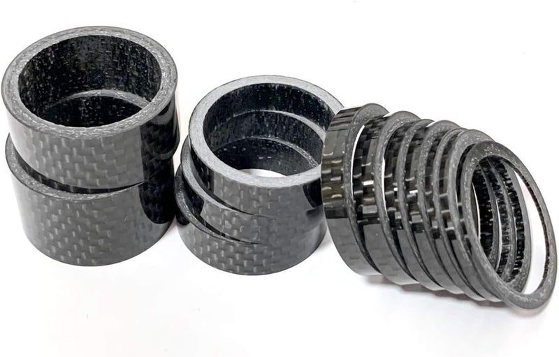 Farbetter 12 Pieces Bike Carbon Fiber Headset Spacer Bicycle Stem Spacer Kit 1-1/8 Inch 20/15/10/8/5/3/2/1mm, 8 Sizes - Image 1