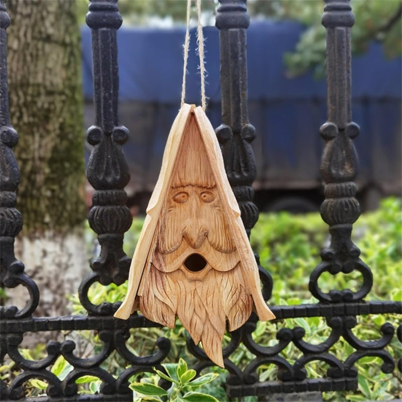 klarako Happy Spirit Birdhouse, Outdoor Garden Simulation Birdhouse Wooden Bird Feeder Hanging Old Man's Bird House Feeder for Indoor Or Outdoor - Image 5