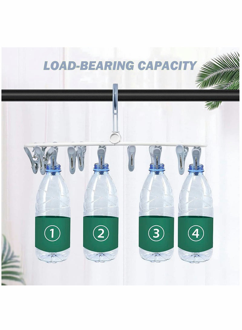 SYOSI Foldable Clip Hangers with 12 Drying Clips 2Pack Underwear Hanger Clips, Plastic Laundry and Drip for Socks, Lingerie, Clothes, Sturdy, Blue+Purple  - Image 3