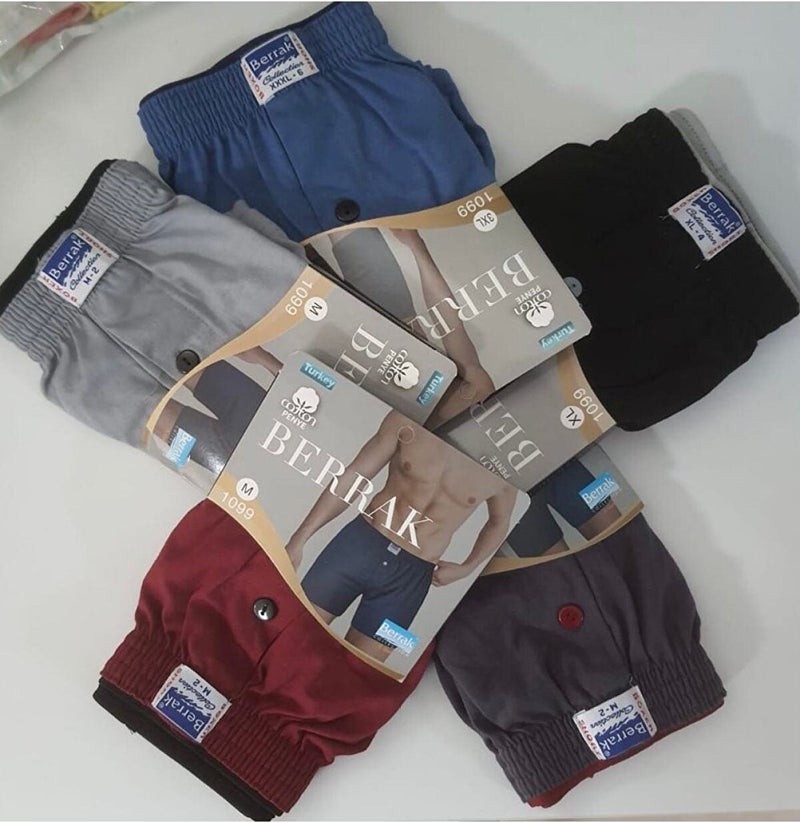 Berrak Combed Cotton Multi-Colored 5-Piece Men's Boxers Comfortable Loose Cut