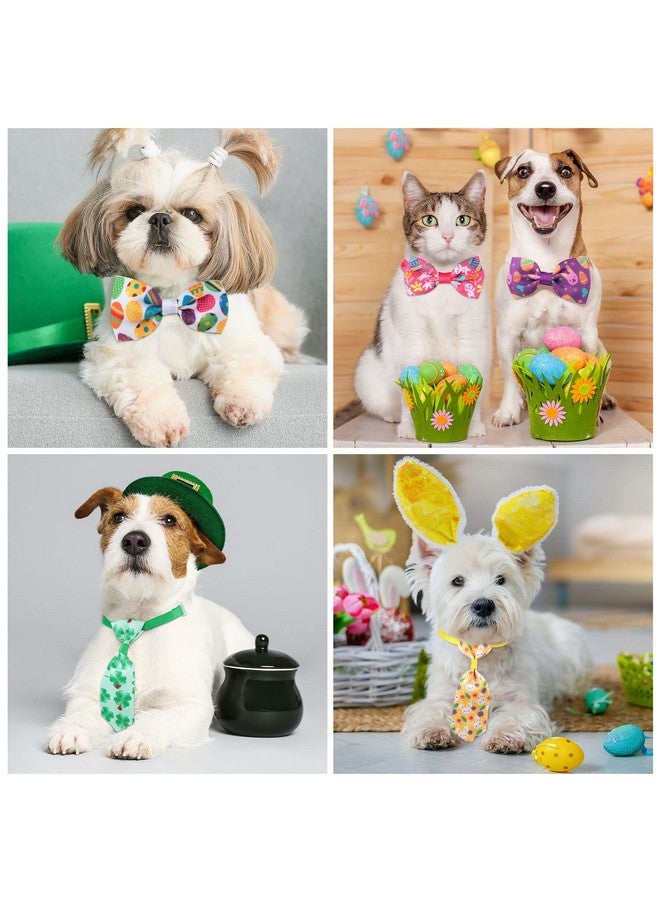 Reginary 80 Pieces Easter Dog Bow Ties with Adjustable Dog Collars Easter Egg Rabbit Shamrock Pattern Bows Pet Grooming Accessories for Small Middle Pet - Image 5