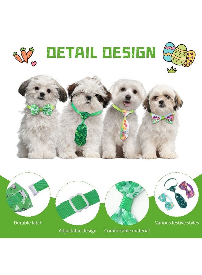Reginary 80 Pieces Easter Dog Bow Ties with Adjustable Dog Collars Easter Egg Rabbit Shamrock Pattern Bows Pet Grooming Accessories for Small Middle Pet - Image 3