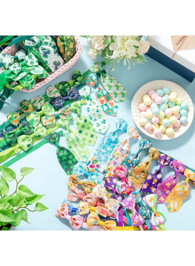 Reginary 80 Pieces Easter Dog Bow Ties with Adjustable Dog Collars Easter Egg Rabbit Shamrock Pattern Bows Pet Grooming Accessories for Small Middle Pet - Image 4