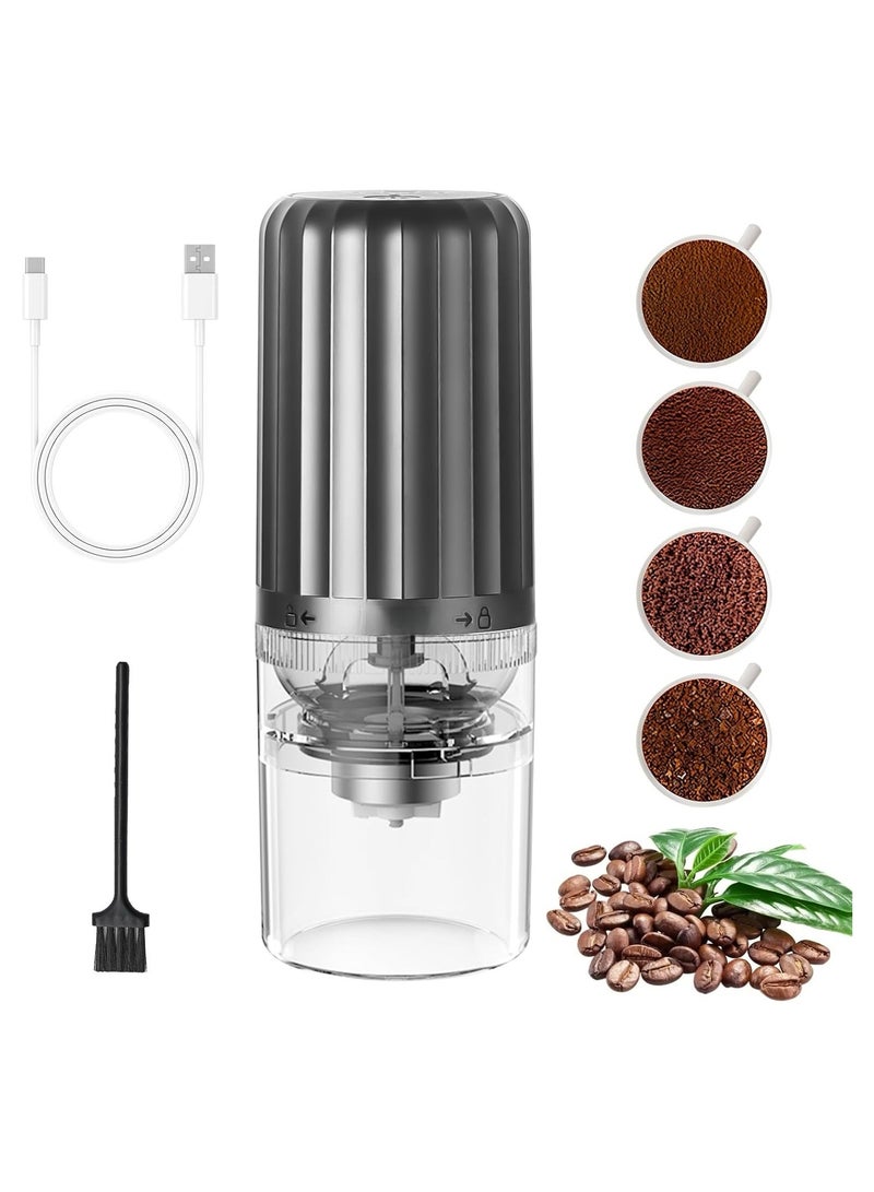 Small Portable Electric Coffee Grinder. Adjustable Burr Coffee Grinder Machine. Spice Grinder For Home Kitchen Used. One Click Start Auto Stop, Ceramic Core, USB Rechargeable with Battery Indicator. - Image 1