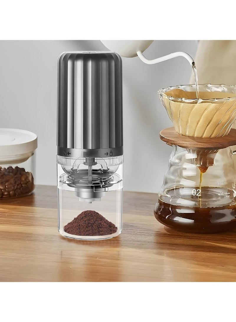 Small Portable Electric Coffee Grinder. Adjustable Burr Coffee Grinder Machine. Spice Grinder For Home Kitchen Used. One Click Start Auto Stop, Ceramic Core, USB Rechargeable with Battery Indicator. - Image 3