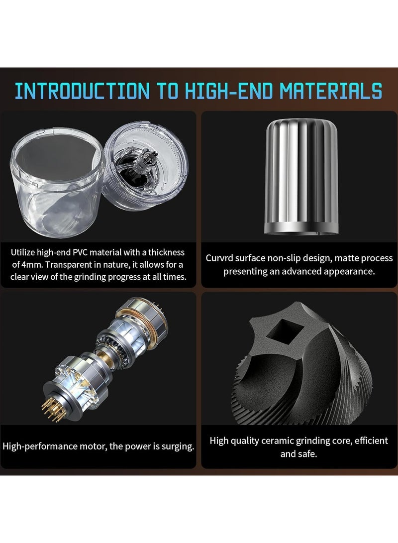 Small Portable Electric Coffee Grinder. Adjustable Burr Coffee Grinder Machine. Spice Grinder For Home Kitchen Used. One Click Start Auto Stop, Ceramic Core, USB Rechargeable with Battery Indicator. - Image 5