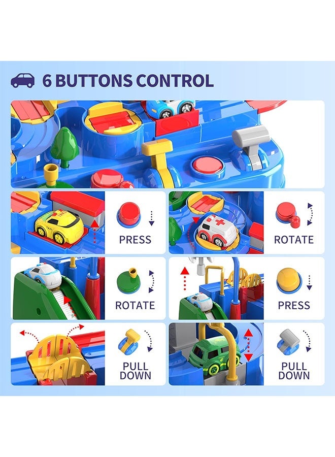 ألعاب مسار السباق ، لعبة Race Racer Race Race مع مروحية مغناطيسية ، لعبة مسار للسيارات مع 4 سيارات صغيرة ، ألعاب السيارات للبنين والبنات التي تزيد أعمارهم عن 3 سنوات ، ألعاب مغامرة للسيارات الصغار ، هدايا عيد الميلاد التعليمية - Image 3