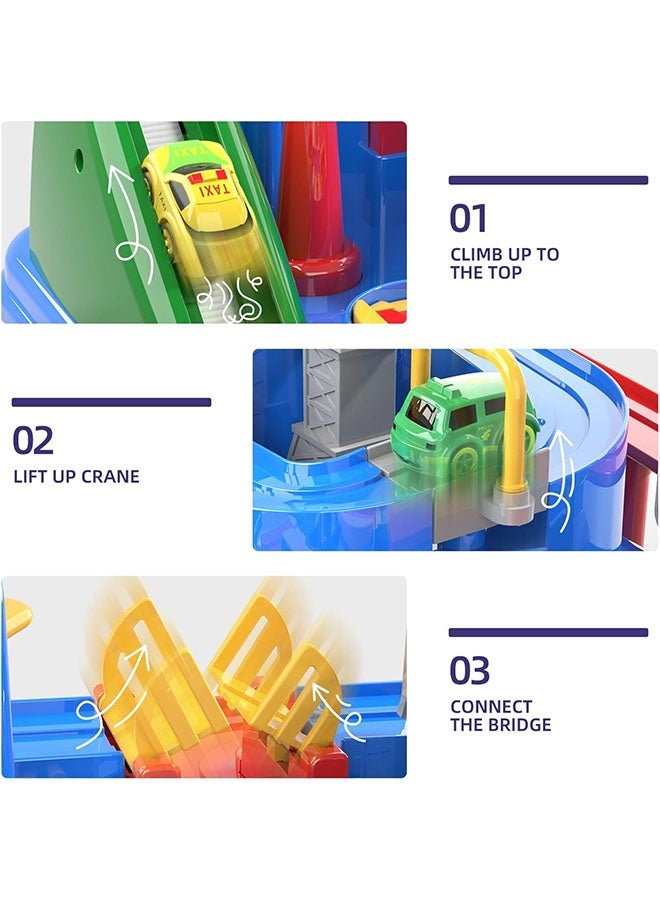 ألعاب مسار السباق ، لعبة Race Racer Race Race مع مروحية مغناطيسية ، لعبة مسار للسيارات مع 4 سيارات صغيرة ، ألعاب السيارات للبنين والبنات التي تزيد أعمارهم عن 3 سنوات ، ألعاب مغامرة للسيارات الصغار ، هدايا عيد الميلاد التعليمية - Image 4