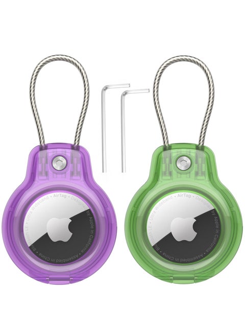 Suitable for Apple AirTag Holder Secure Lock Keychain, AirTag Case Transparent Protective Cover, Air Tag Luggage Tracker Accessories, Pet Dog Collar Device, Comes with 2 Unlocking Wrenches