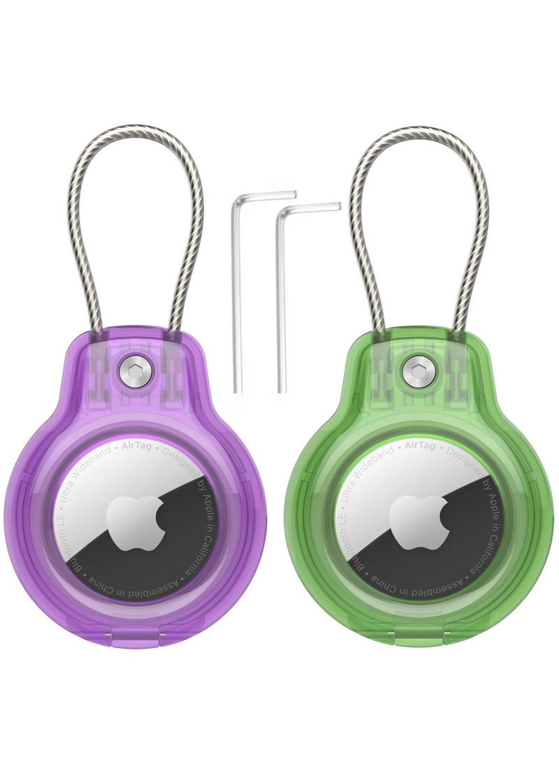Generic - Suitable for Apple AirTag Holder Secure Lock Keychain, AirTag Case Transparent Protective Cover, Air Tag Luggage Tracker Accessories, Pet Dog Collar Device, Comes with 2 Unlocking Wrenches - Image 1